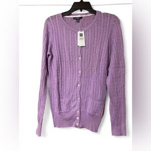 GAP Women's Lavender Cable Knit Cardigan